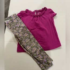 Lot of 2 : baby Gap toddler girl blouse and Cat& Jack floral leggings size 2t